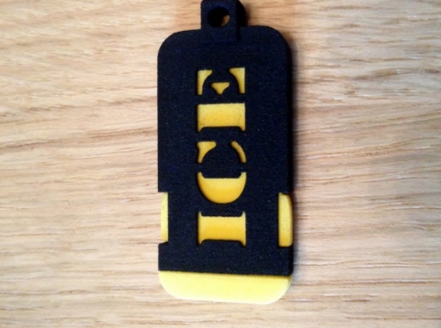 Emergency Contact Key Chain/Pendant Insert in Yellow Processed Versatile Plastic