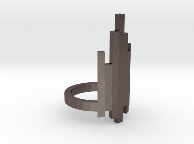 Ring Tower (Size 8) in Polished Bronzed Silver Steel