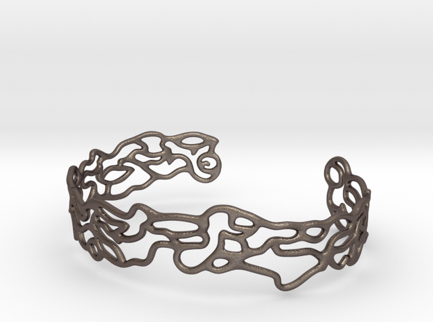 Cuff abstract #2  in Polished Bronzed Silver Steel
