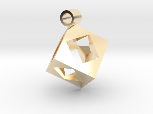 Cube Pendent in 14K Yellow Gold