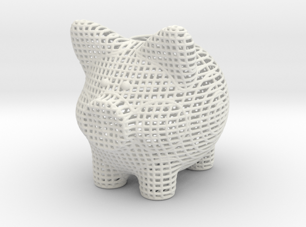 Wire Frame Piggy Bank 6 Inch Tall in White Natural Versatile Plastic