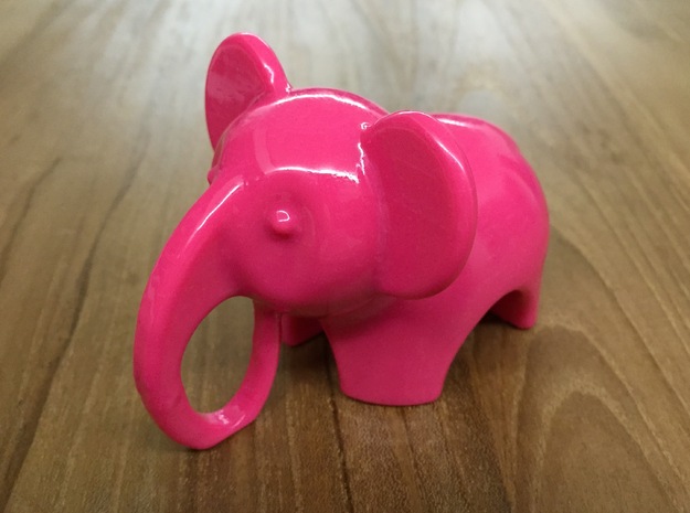 Baby Elephant Toy / Sculpture in Pink Processed Versatile Plastic