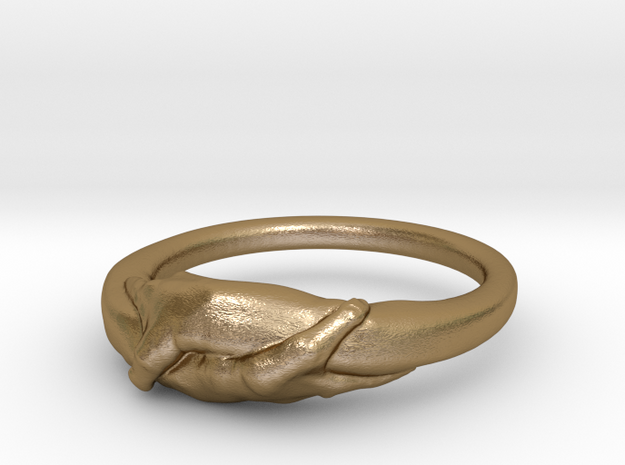 Rome Handshake Ring Size(US)-9 (18.89 MM) in Polished Gold Steel