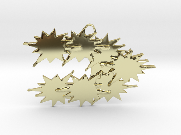 Stars Stream Conglomerating , Pendant. in 18k Gold Plated Brass