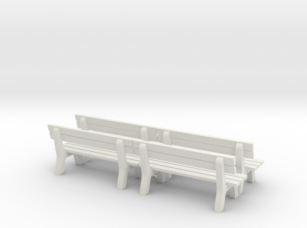 1:43,5 Spur 0 - 4x Parkbank / Park Bench - Spur /  in White Natural Versatile Plastic