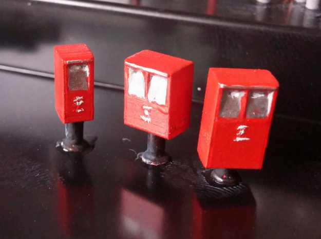 Post Boxes (three sizes), N-scale in Smooth Fine Detail Plastic