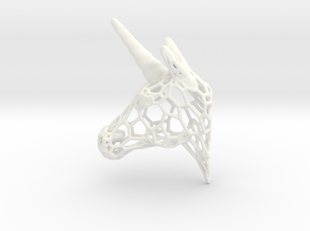 Unicorn Trophy Voronoi (100mm) in White Processed Versatile Plastic