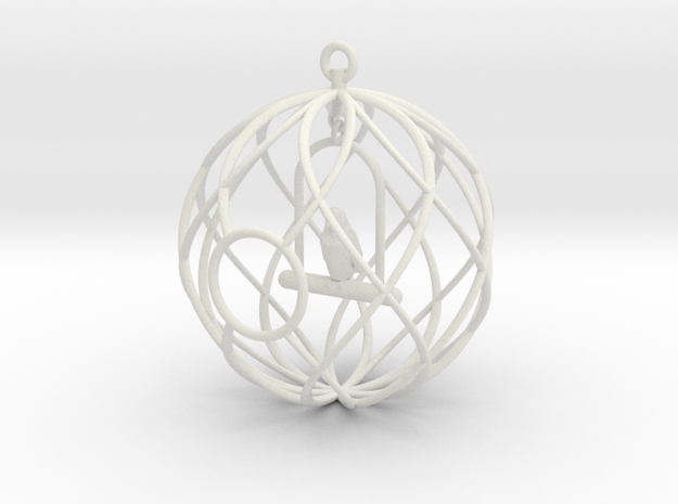 Birdcage Ornament in White Natural Versatile Plastic