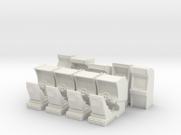 Arcade Machine Pack 5 Stand Up, 4 Driving in White Natural Versatile Plastic