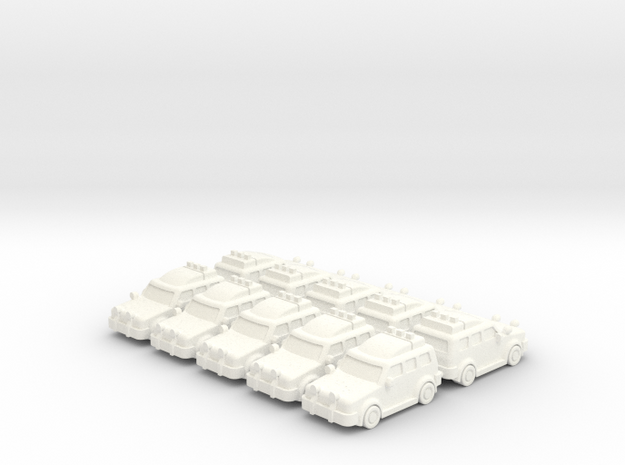 4x4 Cars (10 pcs) in White Processed Versatile Plastic