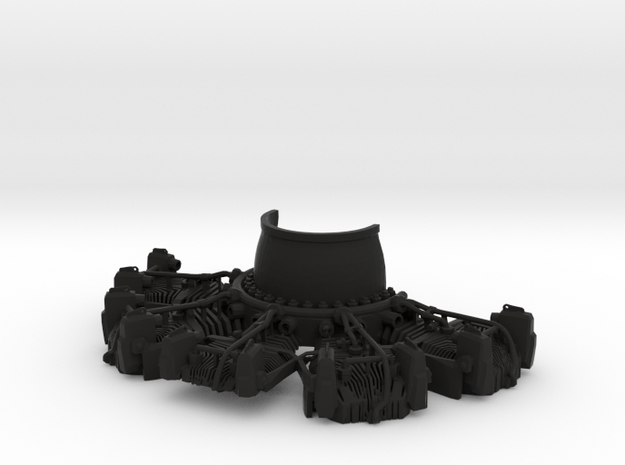 RC Faux Radial Engine _ Bottom in Black Natural Versatile Plastic