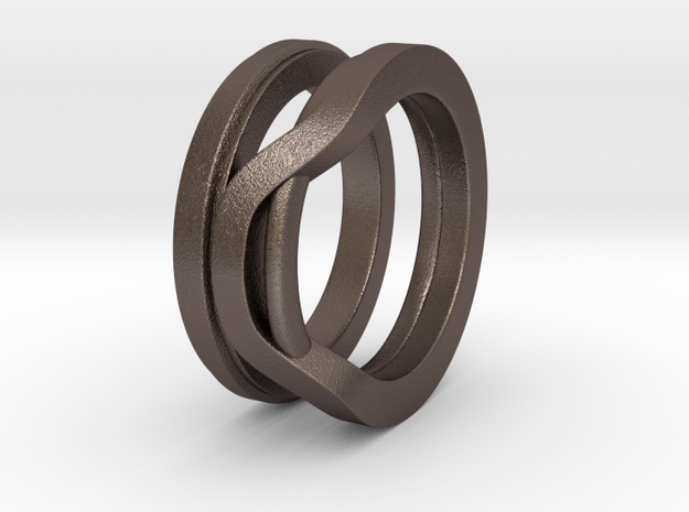 Balem's Ring1 - US-Size 3 (14.05 mm) in Polished Bronzed Silver Steel