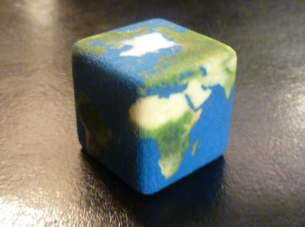 Cube Planet : Earth, 1 inch in Full Color Sandstone
