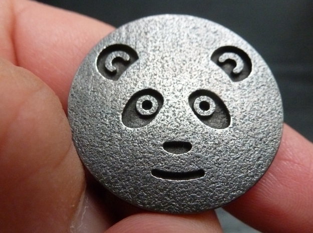 Panda coin in Polished and Bronzed Black Steel