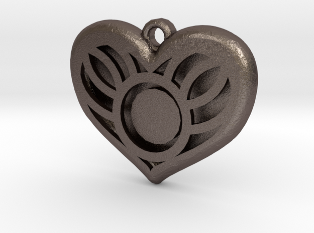 You Are In My Heart Pendant in Polished Bronzed Silver Steel