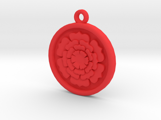 Rose Pendant For Shapeways in Red Processed Versatile Plastic
