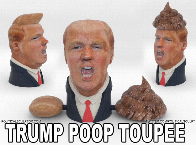 Donald Trump Poop Toupee in Full Color Sandstone
