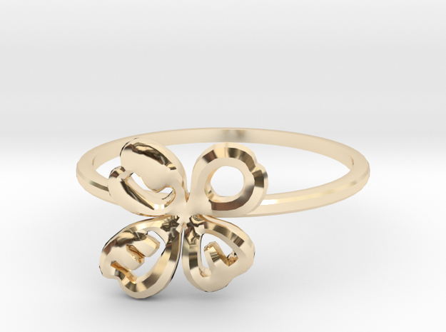 Clover Ring Size US 6 (16.5mm) in 14k Gold Plated Brass