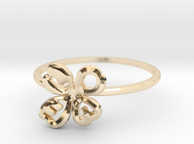 Clover Ring Size US 7 (17.35mm) in 14k Gold Plated Brass
