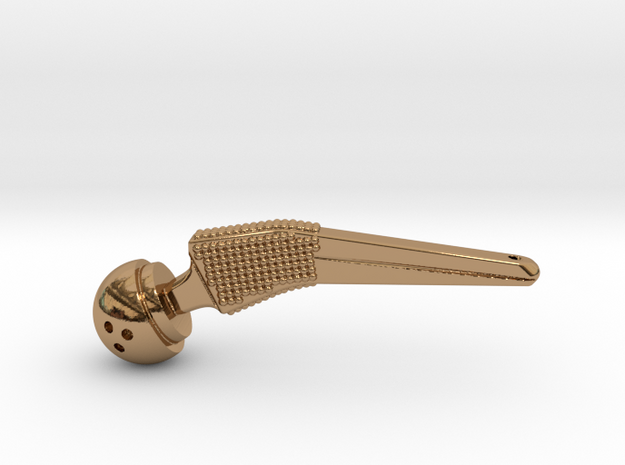 Femoral Prosthesis Keychain in Polished Brass