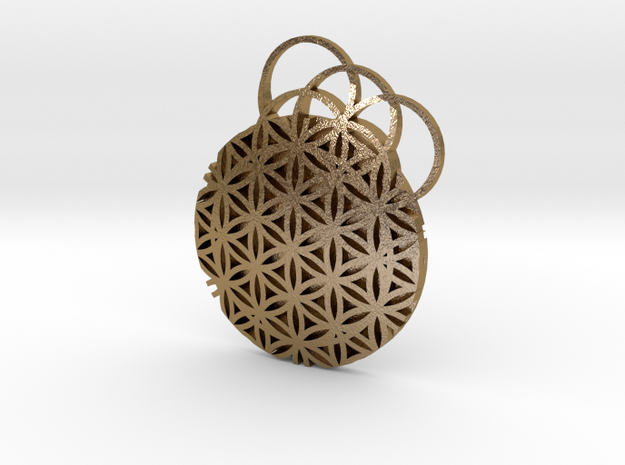 Flower Of Life Pendent in Polished Gold Steel