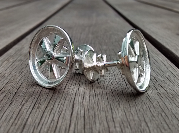 Porsche Fuchs wheel inspired cufflinks in Polished Silver
