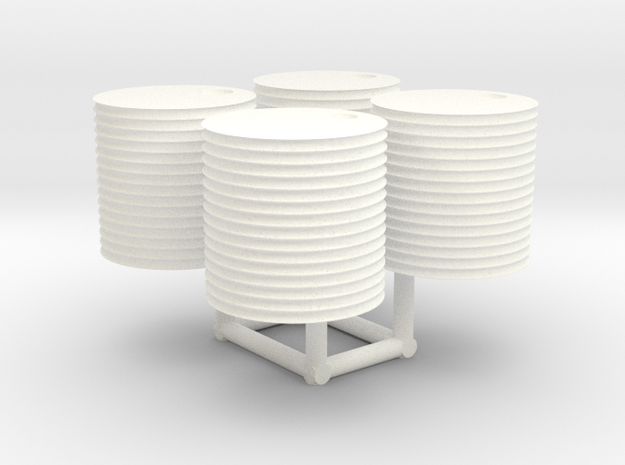 N scale 500-gallon water tank (set of 4) in White Processed Versatile Plastic