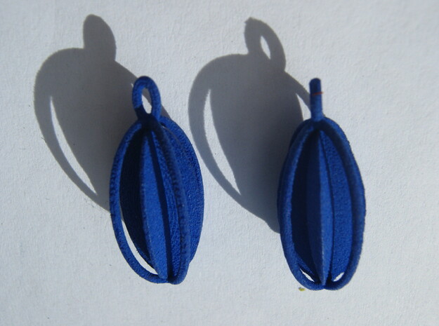 Oval Disk and Torus Earrings in Blue Processed Versatile Plastic