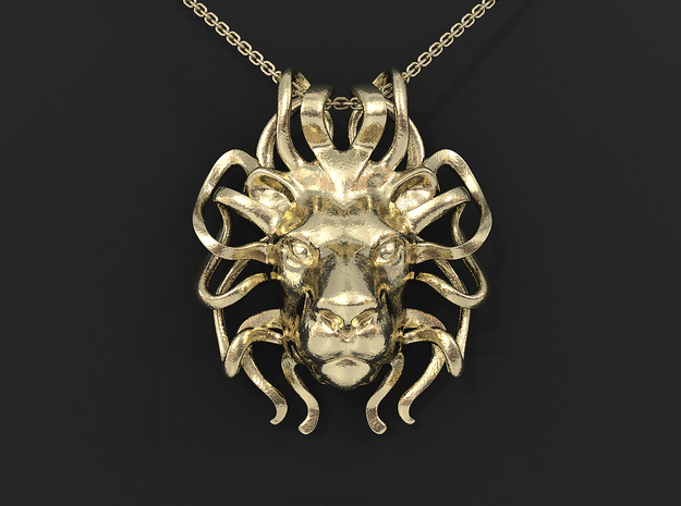 Leo Zodiac Pendant in 14k Gold Plated Brass