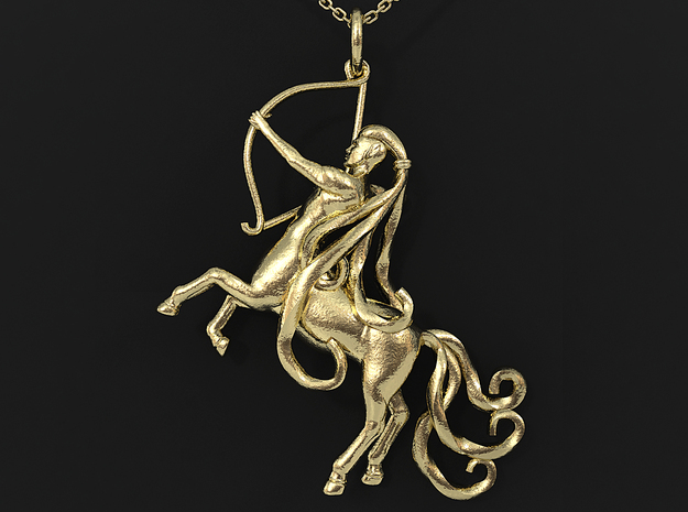 Sagittarius Zodiac Pendant in 14k Gold Plated Brass