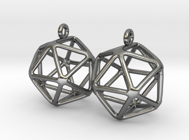 Icosahedron Earring in Polished Silver