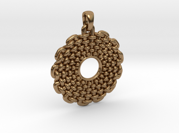 Wicker Pattern Pendant Small in Natural Brass