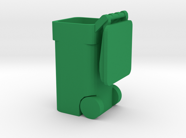 Trash Cart Open - 'O' 48:1 Scale in Green Processed Versatile Plastic