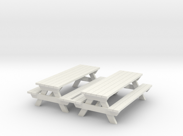 Picnic Table - 'O' 48:1 Scale Qty (2) in White Natural Versatile Plastic