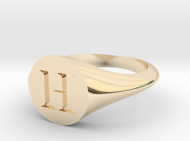 Letter H - Signet Ring Size 6 in 14k Gold Plated Brass