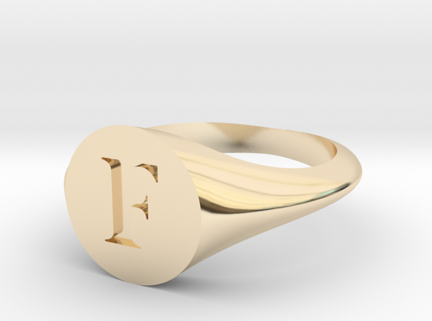 Letter F - Signet Ring Size 6 in 14k Gold Plated Brass