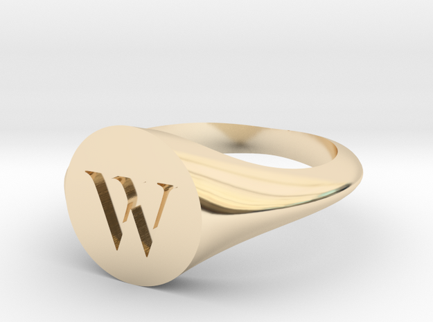 Letter W - Signet Ring Size 6 in 14k Gold Plated Brass