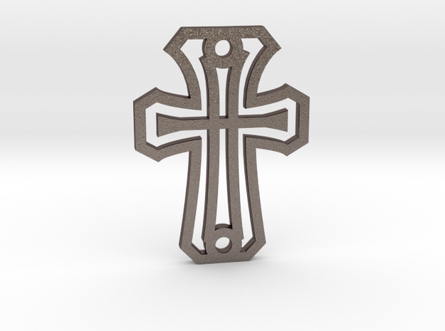 Cross / Cruz in Polished Bronzed Silver Steel