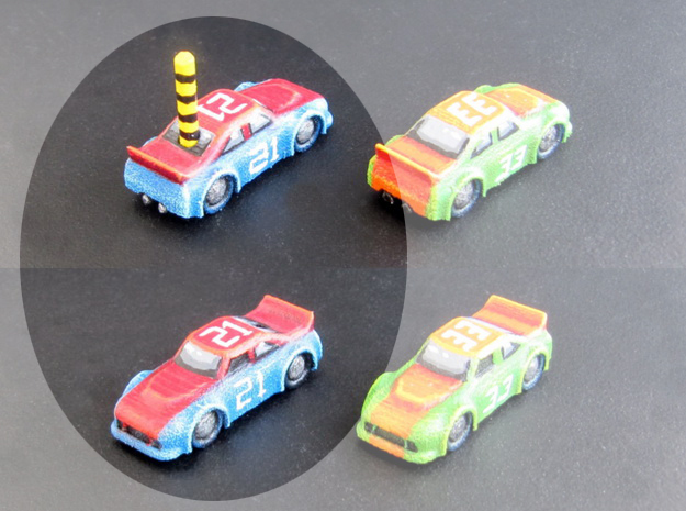 Miniature cars, NASCAR (42 pcs) - Hole variant in White Processed Versatile Plastic