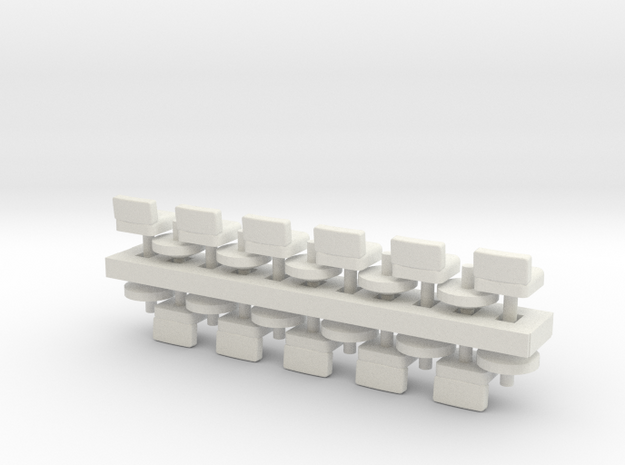 HO Scale Lunch Stools Squarish x11 in White Natural Versatile Plastic