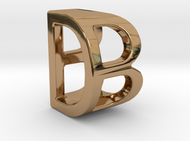 Two way letter pendant - BD DB in Polished Brass