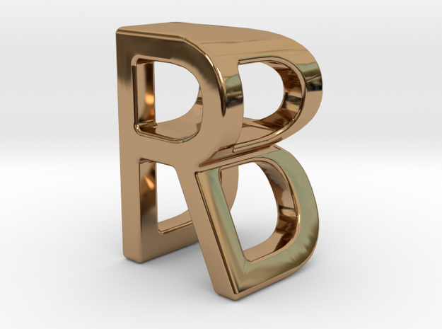 Two way letter pendant - BR RB in Polished Brass