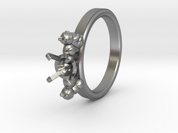 Squirrel Ø16.60 Mm Diamond Ring Ø5.9 Mm Fit in Natural Silver
