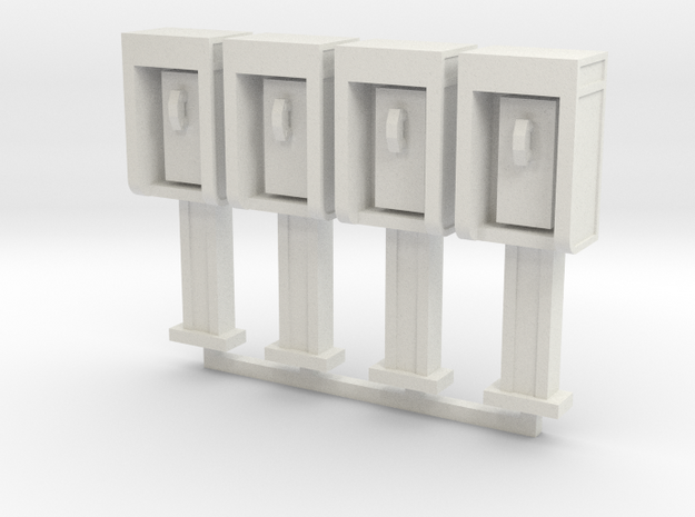 Phone Booth in HO Scale, 4 pack in White Natural Versatile Plastic