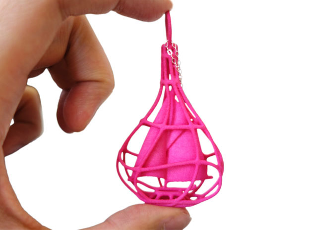 Ship In A Bottle Pendant  in Pink Processed Versatile Plastic