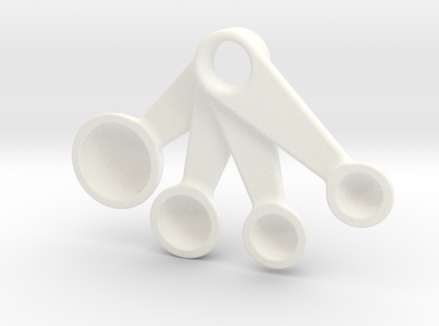 Measuring Spoons Pendant in White Processed Versatile Plastic
