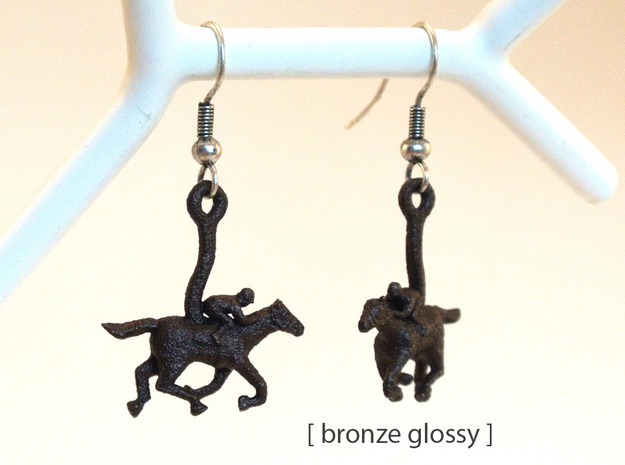Horse Earrings in Polished Nickel Steel