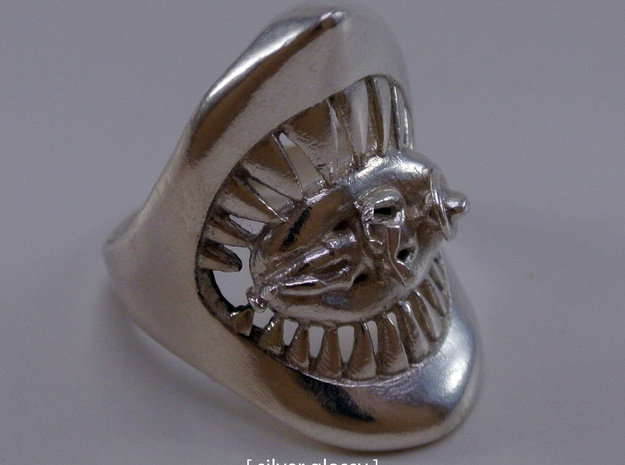 Jaws ring in Polished Nickel Steel