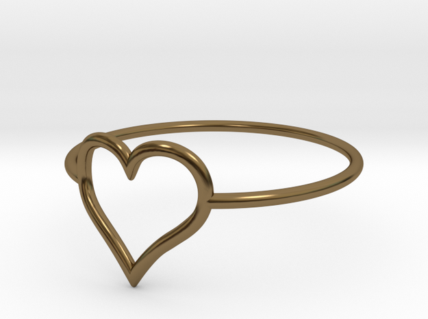 Size 11 Love Heart A in Polished Bronze