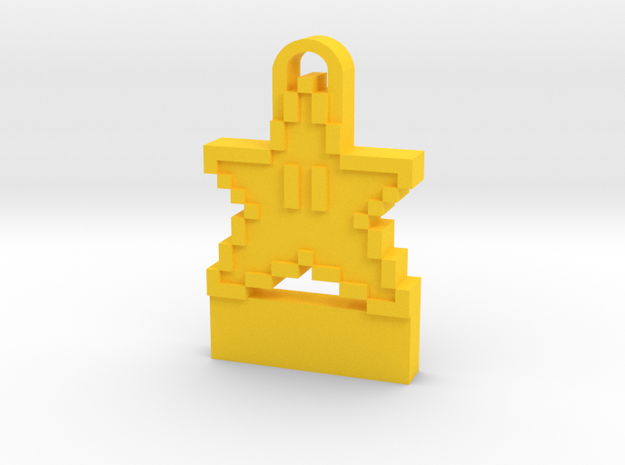 8-Bit Star Sprite Key Chain in Yellow Processed Versatile Plastic